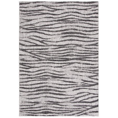 Flowers First 6 ft.-7 in. x 6 ft.-7 in. Courtyard Contemporary Power Loomed Round Rug; Green Blue & Ivory FL1909487
